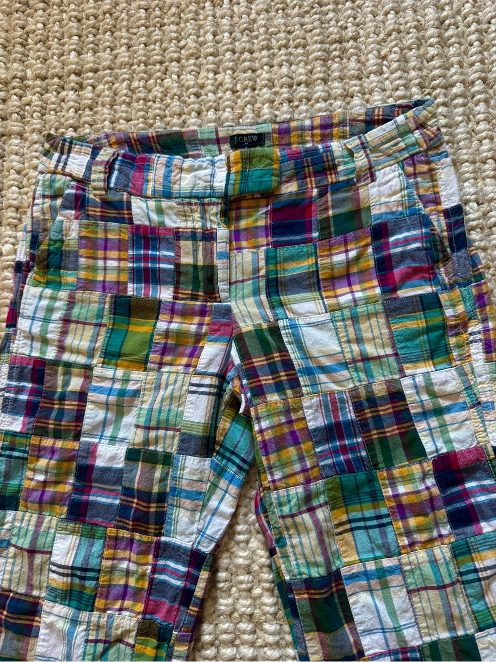 J. Crew Factory women’s Multicolor Patchwork Plaid shorts